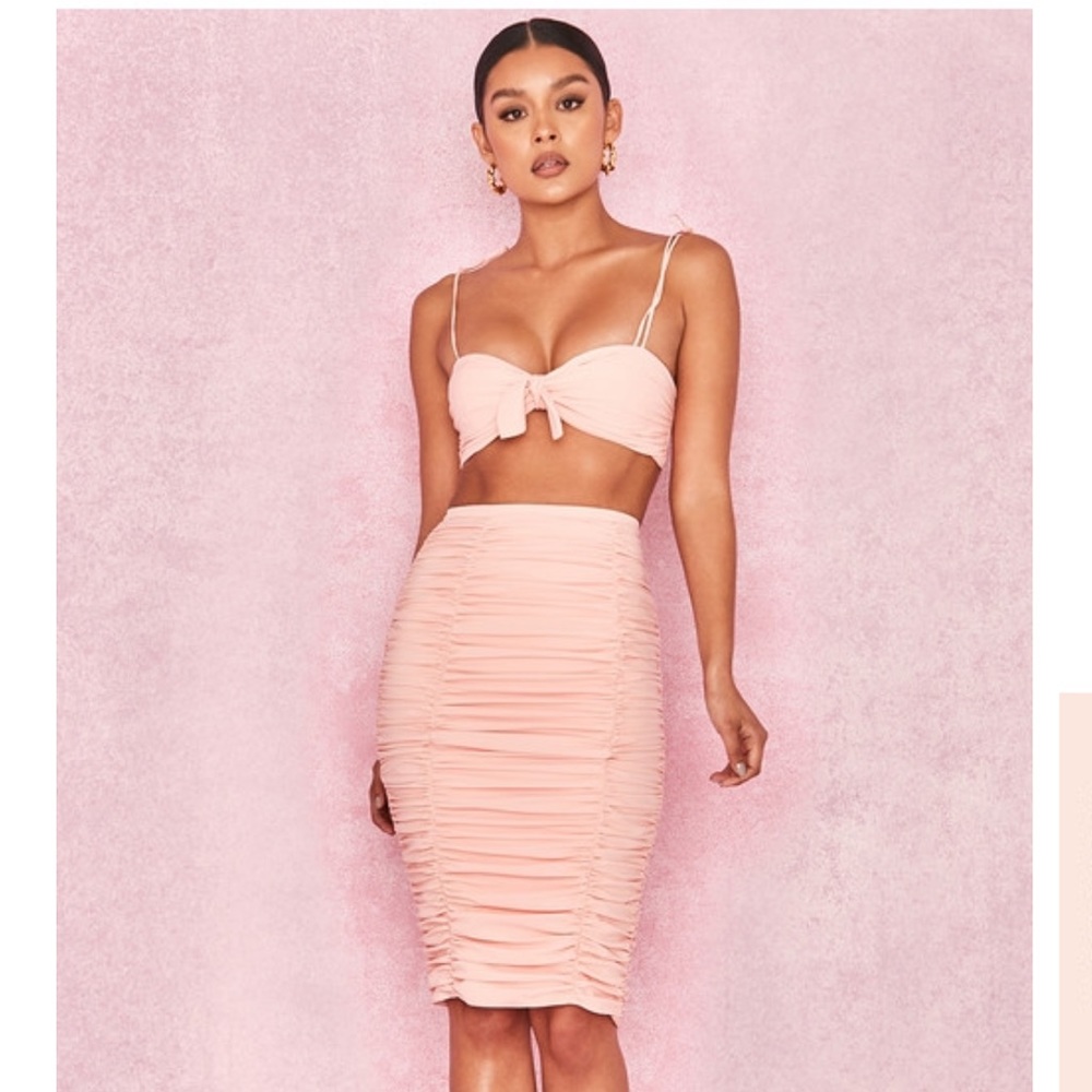 Blush Pink Ruffle Gathered Two Piece